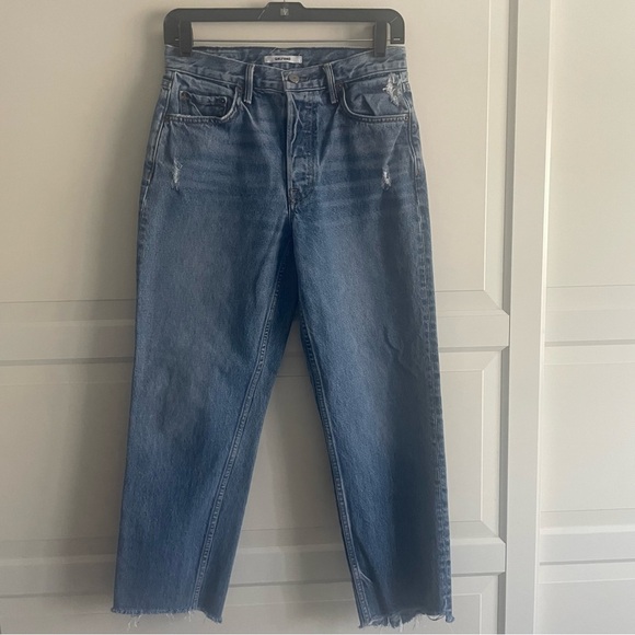 Grlfrnd Helena Crop Frayed Hem blue jeans 30808 - Picture 2 of 12